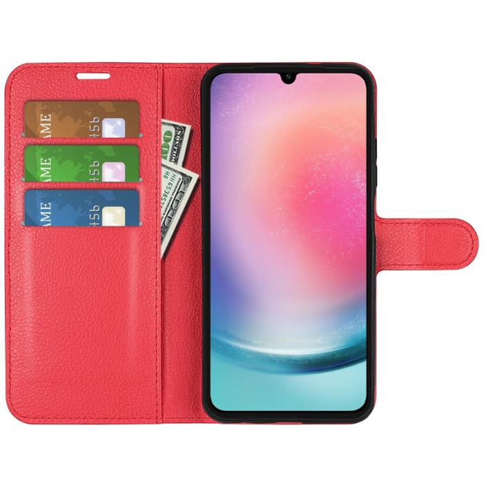 Bild 2,  Samsung Galaxy A16 Fodral Litchi Läder Röd