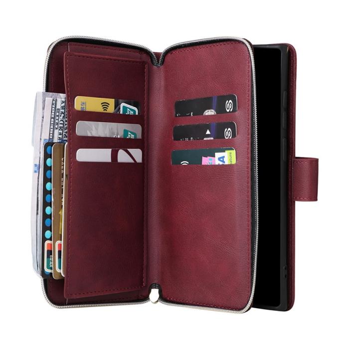 Bild 3,  Samsung Galaxy S26 Ultra Fodral Multifuntionellt Läder Vinröd