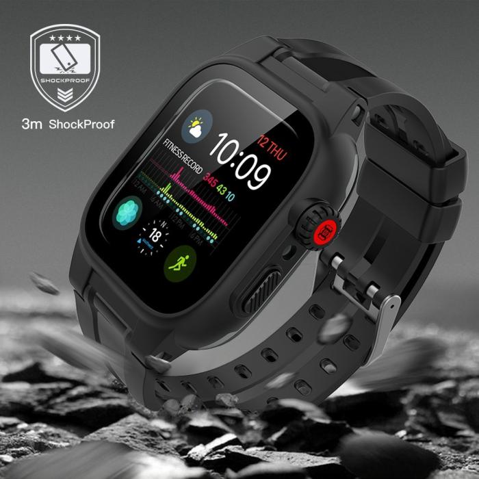 Bild 5, ShellBox ShellBox Armband Apple Watch 44 mm Vattentätt Skal Svart