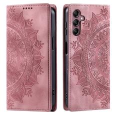  Samsung Galaxy A55 5G Fodral Mandala Flip L&auml;der Ros&eacute;guld