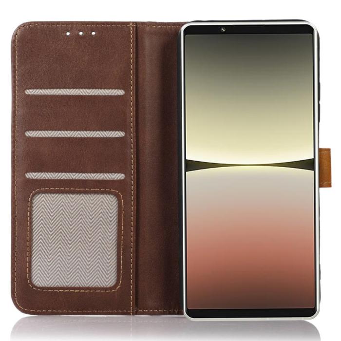 Bild 3,  Sony Xperia 1 V Fodral Dual-Color Läder Brun