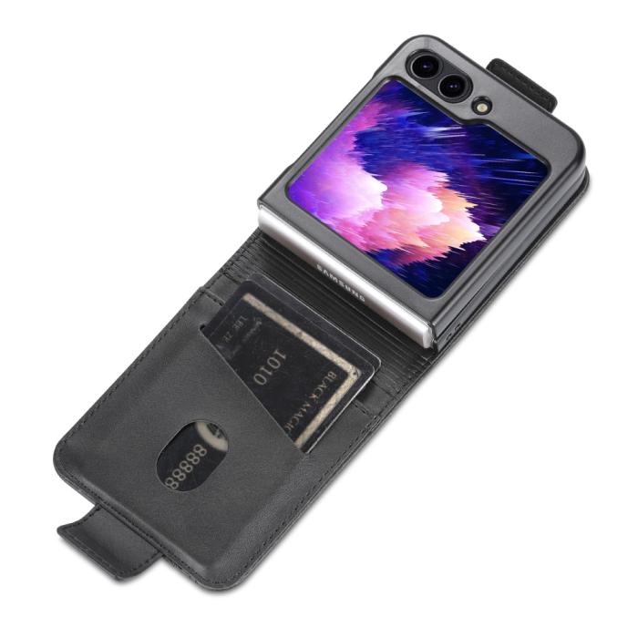 Bild 3, AZNS AZNS Galaxy Z Flip 5 Fodral Läder Svart