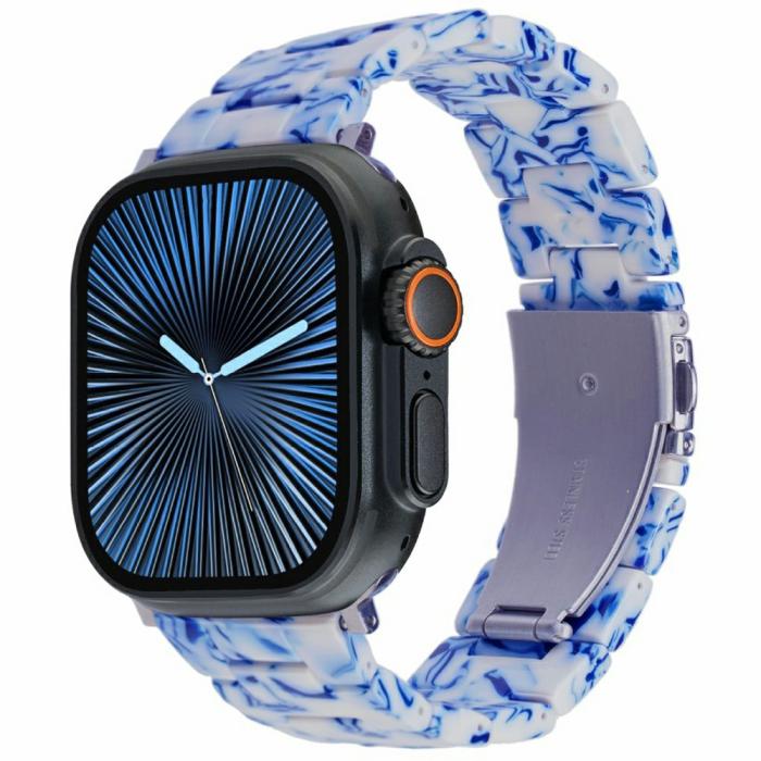 Bild 2, LEMONDA LEMONDA Apple Watch 42/44/45/46/49 mm Armband Resin Blå/Vit