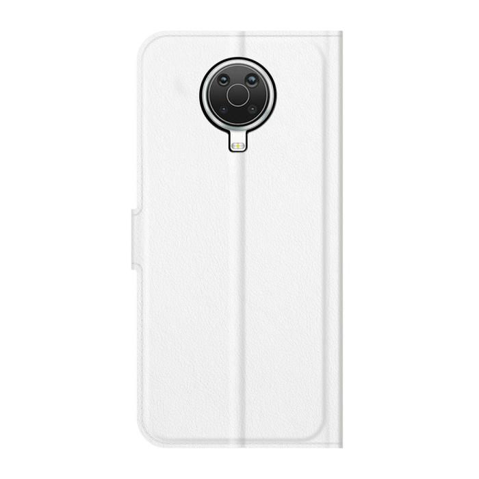 Bild 3,  Nokia G10 / G20 Fodral Litchi Läder Vit