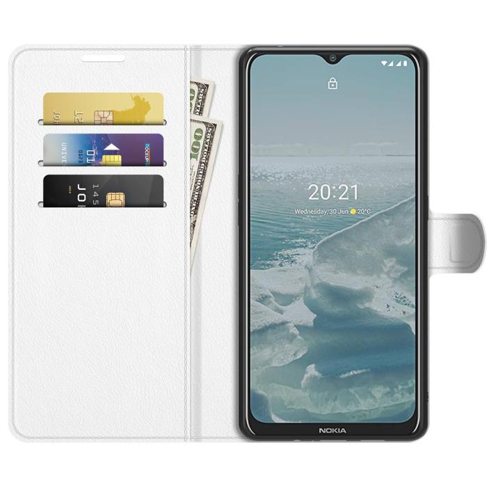 Bild 4,  Nokia G10 / G20 Fodral Litchi Läder Vit