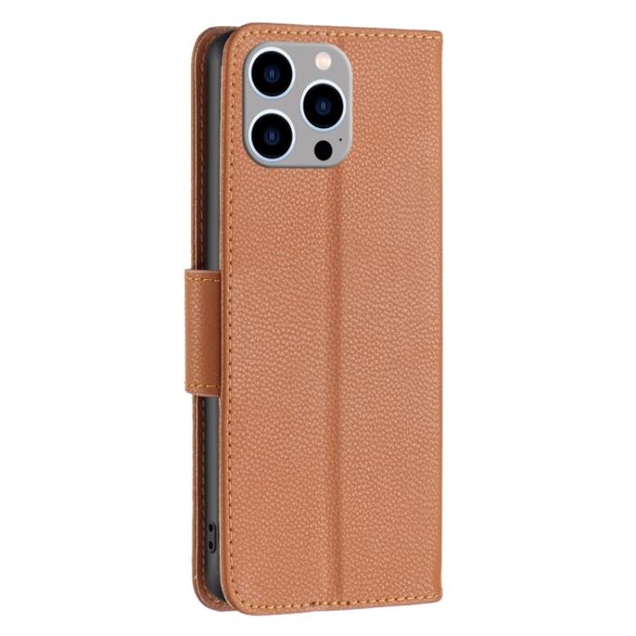 Bild 3,  iPhone 15 Pro Max Fodral Litchi Shark Läder Brun