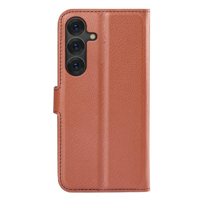 Bild 6,  Samsung Galaxy S25 Fodral Litchi Läder Brun