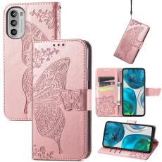  Motorola Moto G52/G82 Fodral Fj&auml;ril Tryck Ros&eacute;guld