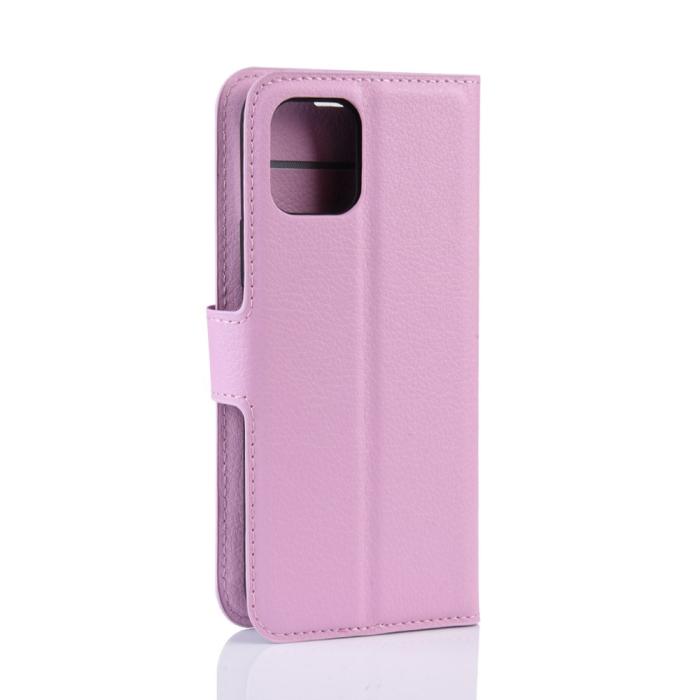 Bild 6,  iPhone 11 Pro Fodral Litchi Läder Ljus Rosa