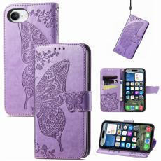  iPhone 17e / 16e Fodral Med Fj&auml;ril Tryck Lila