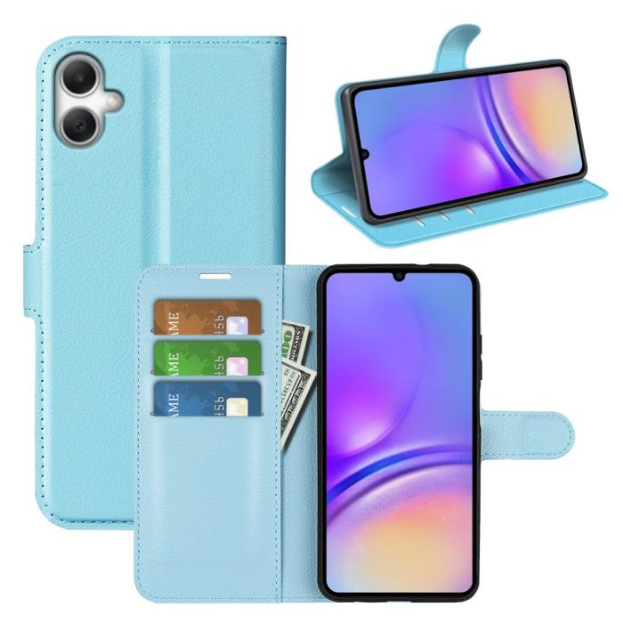 Bild 6,  Samsung Galaxy A07 Fodral Litchi Läder Blå