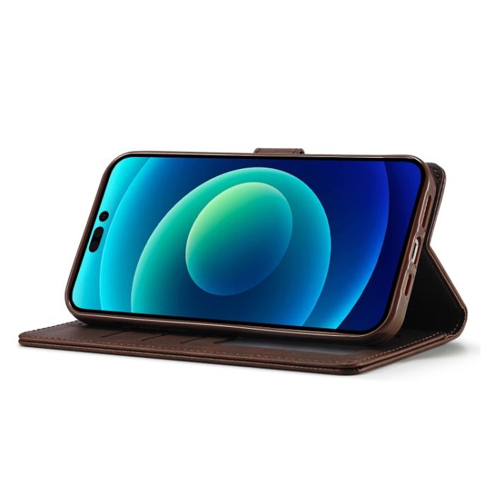 Bild 5, LC.IMEEKE LC.IMEEKE iPhone 14 Fodral Läder Brun