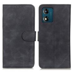 KHAZNEH KHAZENH Motorola Moto E13 Fodral Retro L&auml;der Svart