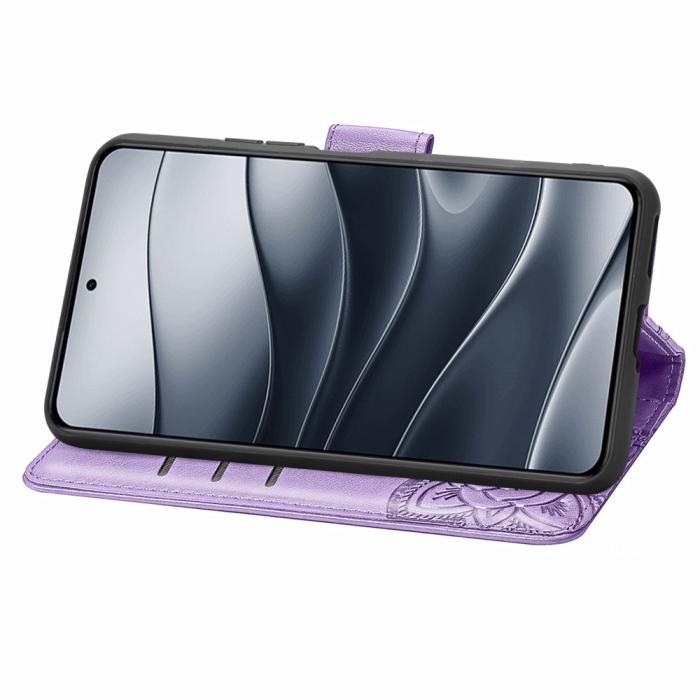 Bild 3,  Xiaomi Redmi Note 14 5G Fodral Läder Fjäril Tryck Lila