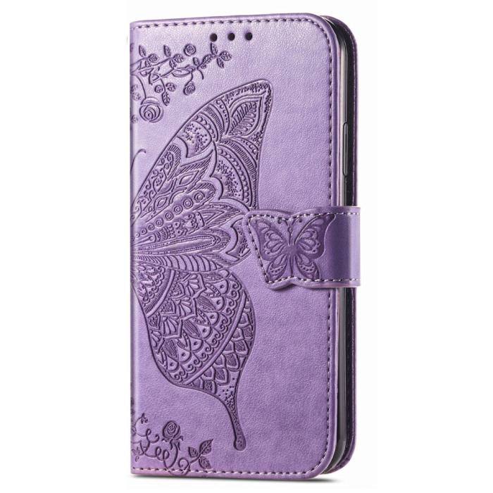Bild 5,  Xiaomi Redmi Note 14 5G Fodral Läder Fjäril Tryck Lila
