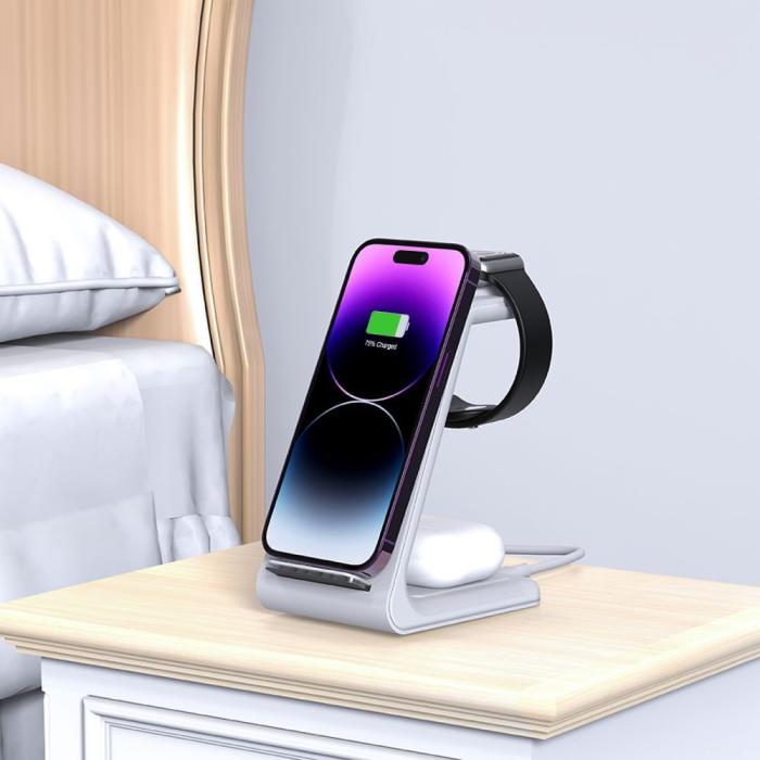 Bild 6, Tech-Protect Tech-Protect 15W Qi 3in1 Trådlös Laddare Apple Vit