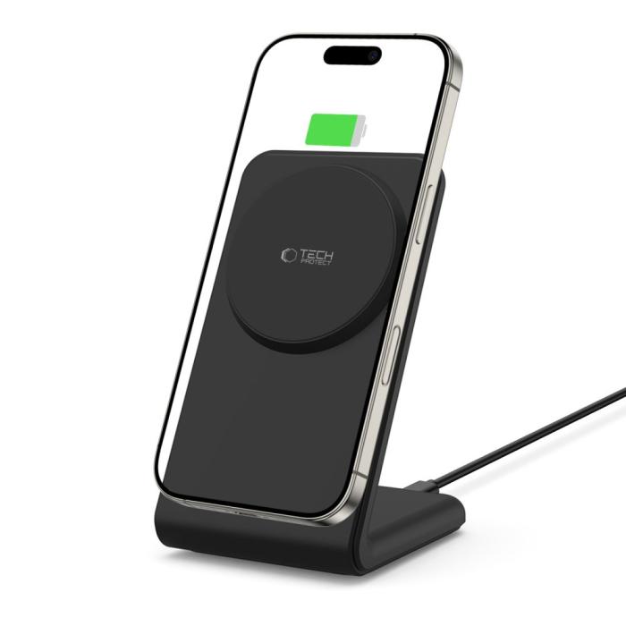 Bild 2, Tech-Protect Tech-Protect 15W Qi Magnetisk MagSafe Laddare Svart