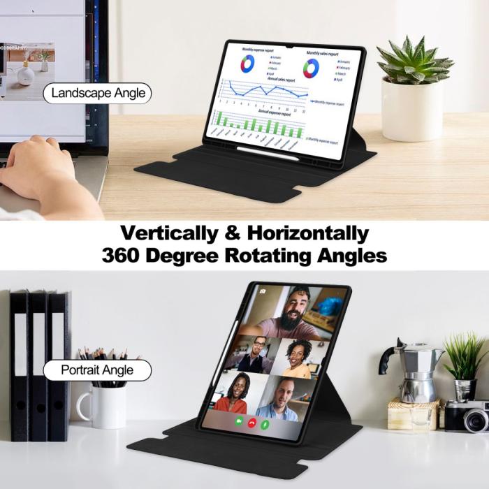 Bild 4,  Samsung Galaxy Tab S10 Ultra Fodral 360° Rotation Svart