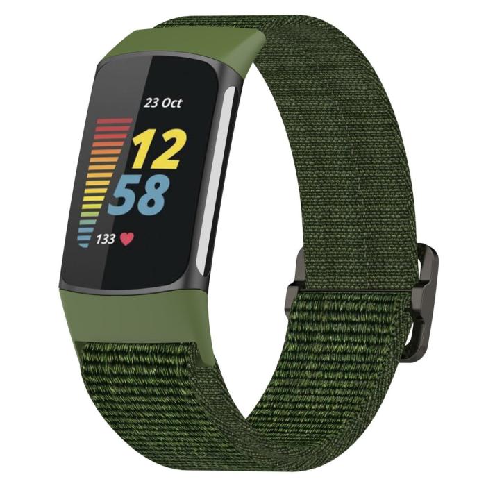 Bild 2,  Fitbit Charge 6 / 5 Armband Justerbart Nylon Grön