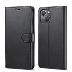 LC.IMEEKE LC.IMEEKE iPhone 14 Fodral L&auml;der Svart