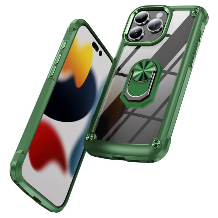 Bild 2,  iPhone 16 Pro Max Skal Shockproof Ring Hybrid Grön