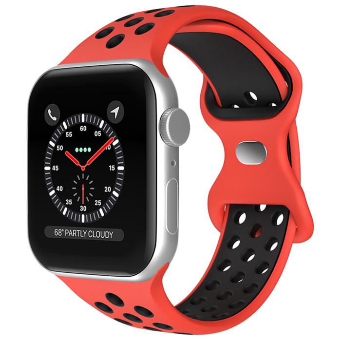 Bild 2, ColorPop Sportarmband Dual-Color Apple Watch 42/44/45/46/49 mm (M/L) Röd/Svart