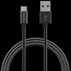 Smartline Smartline 1m 3A USB-C Laddningskabel Metallic Svart
