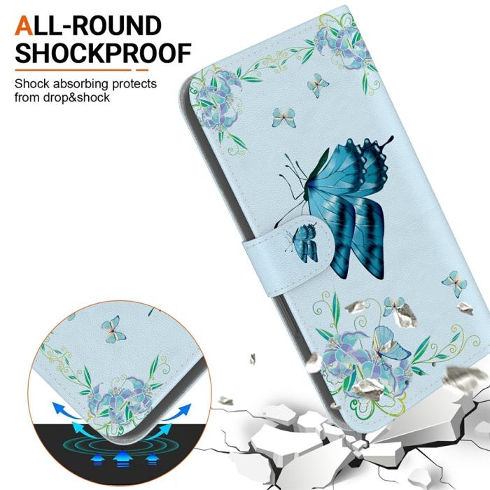Bild 3,  Samsung Galaxy A27 5G Fodral Läder Fjäril Blå