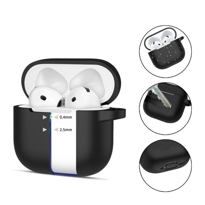 Bild 2, Tech-Protect Tech-Protect AirPods 4 Skal Silikon Hook Svart