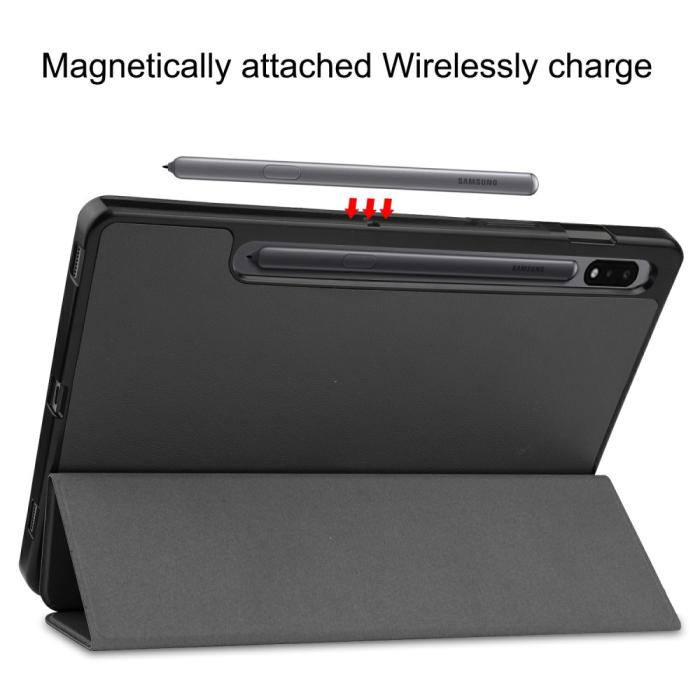 Bild 6,  Samsung Galaxy Tab S7 / Tab S8 Fodral Tri-Fold Pennhållare Svart