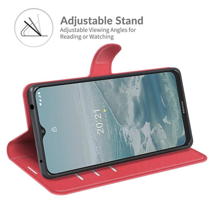 Bild 5,  Nokia G10 / G20 Fodral Litchi Läder Röd