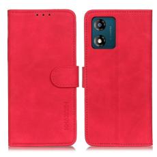 KHAZNEH KHAZENH Motorola Moto E13 Fodral Retro L&auml;der R&ouml;d
