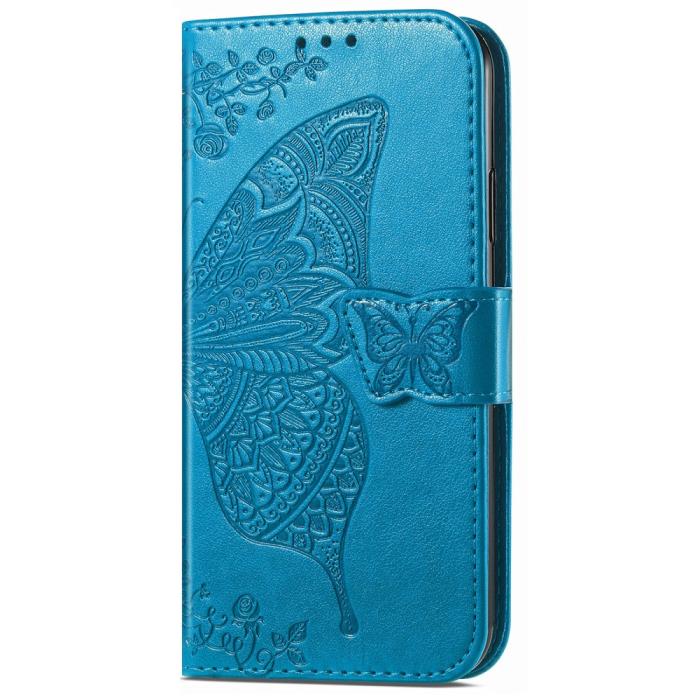 Bild 6,  Xiaomi Redmi Note 14 5G Fodral Läder Fjäril Tryck Blå