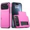  iPhone 17 Pro Skal Hybrid Med Kortfack Rosa