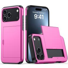  iPhone 17 Pro Skal Hybrid Med Kortfack Rosa