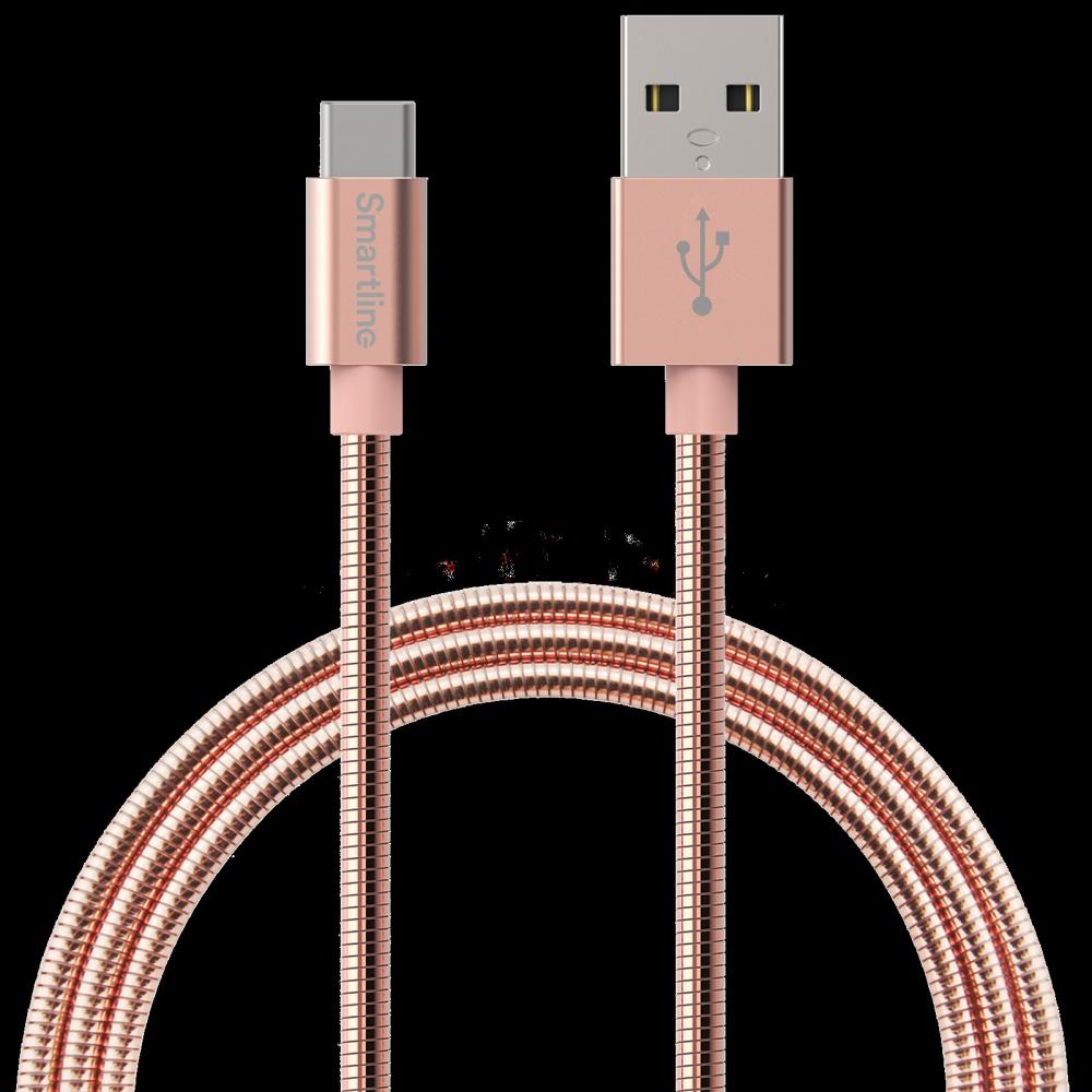 Smartline Smartline 1m 3A USB-C Laddningskabel Metallic Roséguld