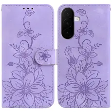  Samsung Galaxy A27 5G Fodral L&auml;der Blommor Lila