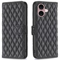  iPhone 16 Plus Fodral Diamond L&auml;der Svart