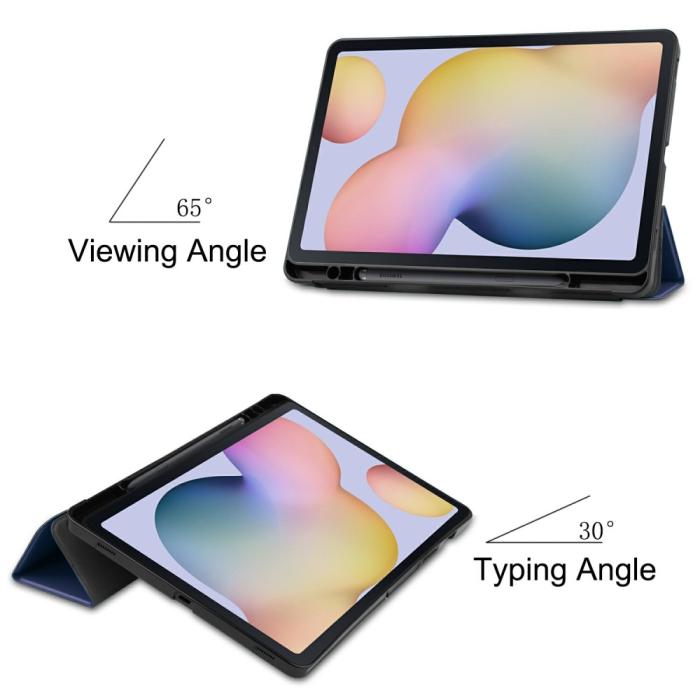 Bild 3,  Samsung Galaxy Tab S7 / Tab S8 Fodral Tri-Fold Pennhållare Blå