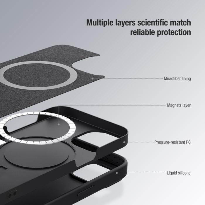 Bild 5, NILLKIN NILLKIN iPhone 14 Pro Skal MagSafe CamShield Silky Liquid Svart
