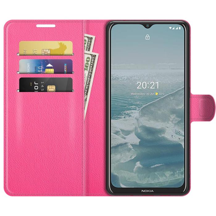 Bild 4,  Nokia G10 / G20 Fodral Litchi Läder Rosa