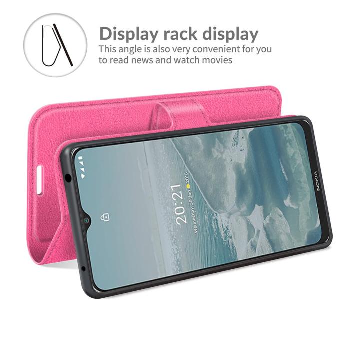 Bild 6,  Nokia G10 / G20 Fodral Litchi Läder Rosa