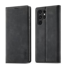 LC.IMEEKE LC.IMEEKE Samsung Galaxy S22 Fodral Flip Retro L&auml;der Svart