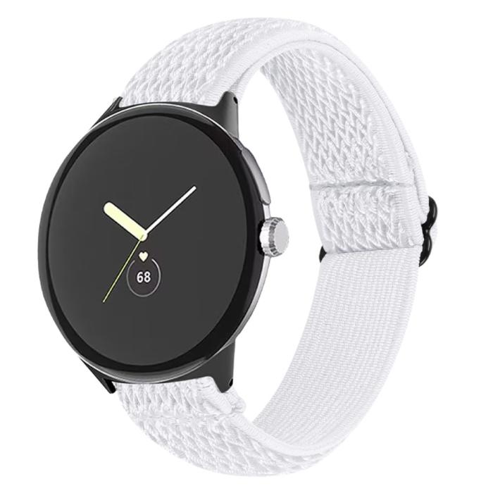 Bild 3,  Google Pixel Watch / Watch 2 Justerbart Nylon Armband Vit