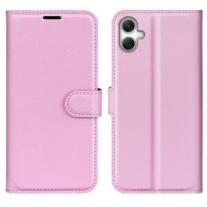  Samsung Galaxy A07 Fodral Litchi L&auml;der Ljus Rosa