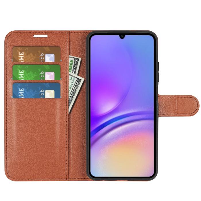 Bild 5,  Samsung Galaxy A07 Fodral Litchi Läder Brun