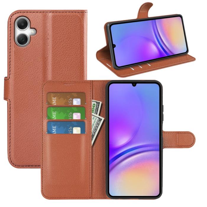 Bild 6,  Samsung Galaxy A07 Fodral Litchi Läder Brun