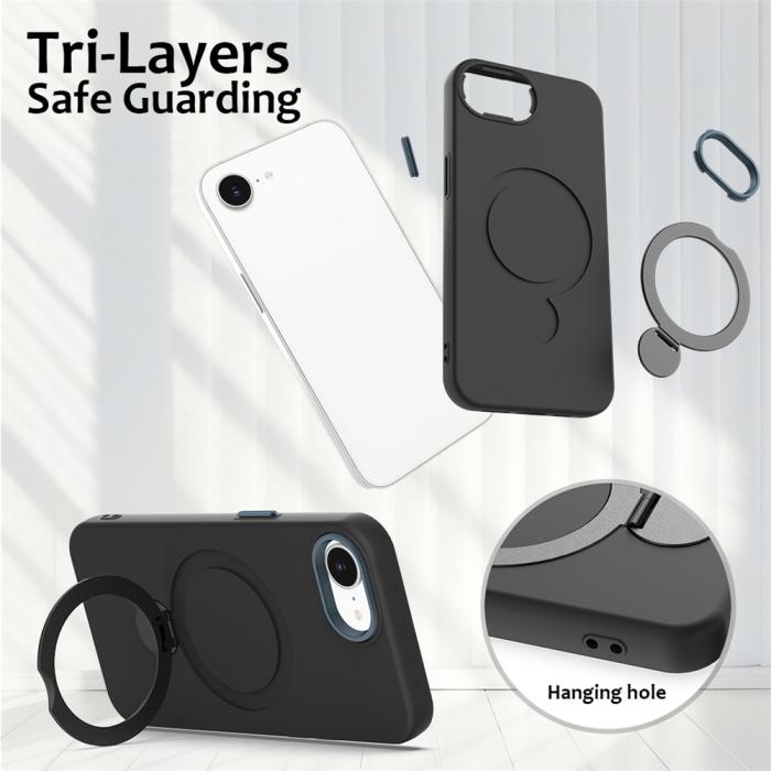 Bild 6,  iPhone 17e / 16e Skal MagSafe Kickstand Hybrid Svart
