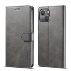 LC.IMEEKE LC.IMEEKE iPhone 14 Fodral L&auml;der Gr&aring;