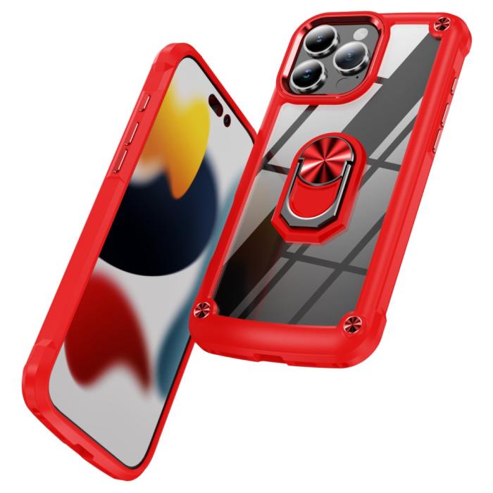 Bild 2,  iPhone 16 Pro Max Skal Shockproof Ring Hybrid Röd